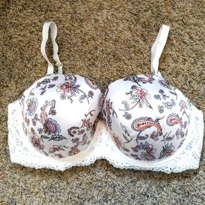 Victoria's Secret Dream Angels Lined Demi Bra Sz. 34 DDD Cream & Paisley